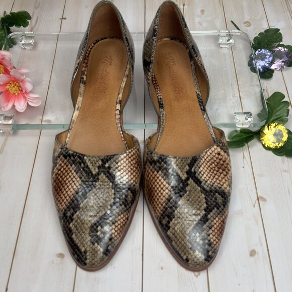 Madewell Marisa Embossed Snakeskin Leather d’Orsay Flats - Neutral - Size 9 - Picture 4 of 13